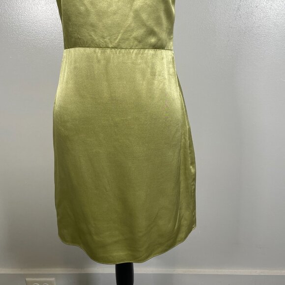 Samsoe Samsoe Slip Dress Womens S Lime Green Satin Smocked Back Adjustable Strap - Picture 5 of 16